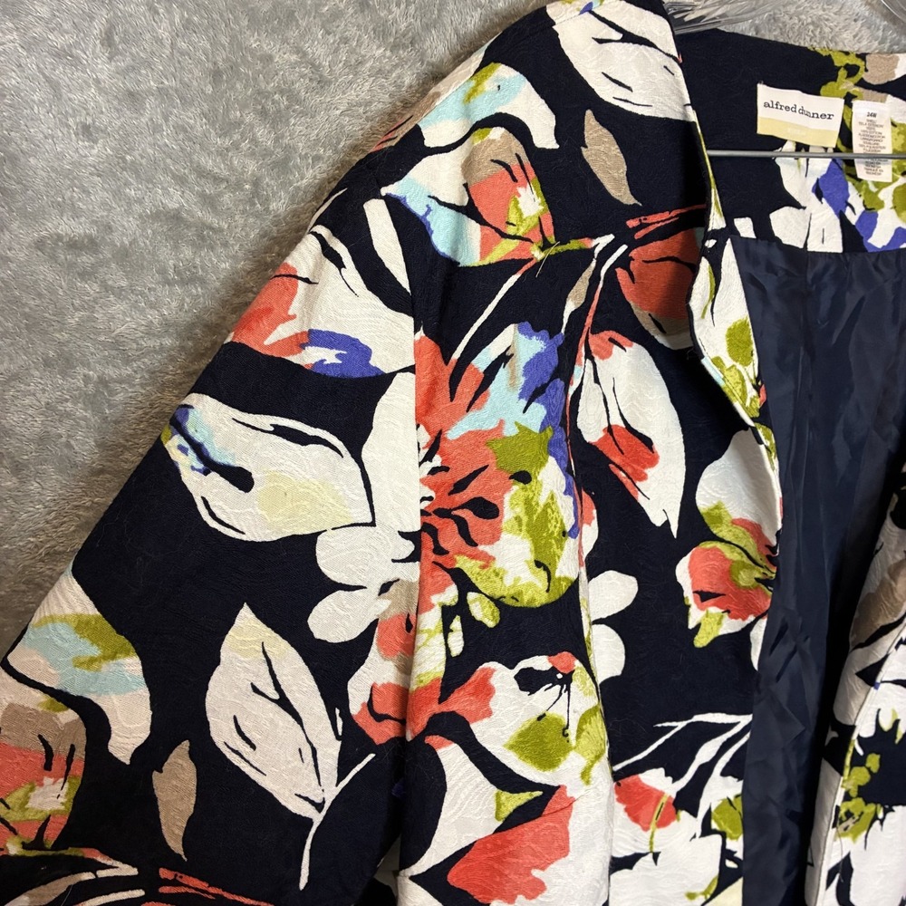Alfred Dunner Womens Floral Open Blazer Jacket 24W Bold Statement Botanical NWT